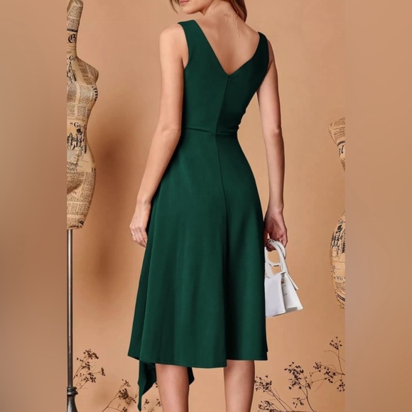 PRETTYGARDEN Women's Green Sleeveless Flared Asymmetrical Dress Plus Size XXL 20 - Picture 2 of 9